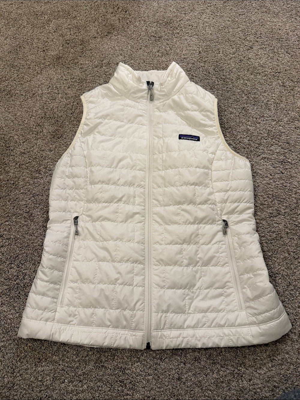 Patagonia Women's Nano Puff Vest White Full Zip Size Medium